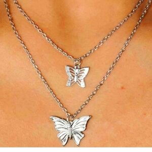 Butterfly double necklace